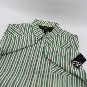 CEO Inspiring Greatness Men's XXXL 3XL Striped Star Short Sleeve Button Up Shirt